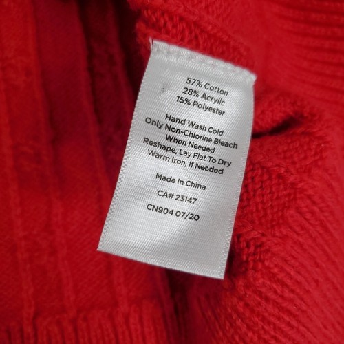 Suéter Talbots Mujer XL Rojo Tejido con Cable Pullover Botón Acento Clásico Preppy - Imagen 7 de 9