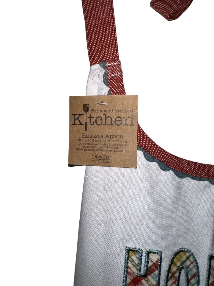 Delantal de anfitriona Kay Dee Designs 20”x30,5” Home Sweet Home rojo bordado nuevo con etiquetas  Foto 4 de 4
