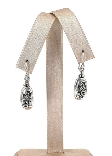 Vintage NWS .925 Sterlingsilber zierlich verziert baumelnder Haken Draht Ohrringe - Bild 3 von 6