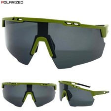 Mens Oversized Sporty Wrap Around Cycling Fishing SUNGLASSES Dark POLARIZED Lens