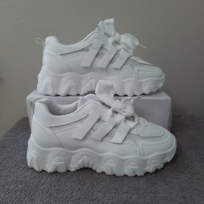 Size 9 Women's L'Bites Aksport White Fashion Lace Up Low Top Sneakers Shoes