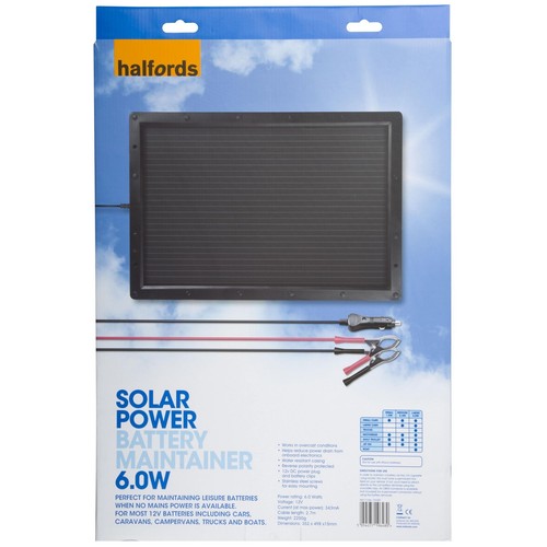 Halfords Portable Car Caravan Boat Solar Powered Panel 12V Battery Charger 6W - Picture 2 of 3