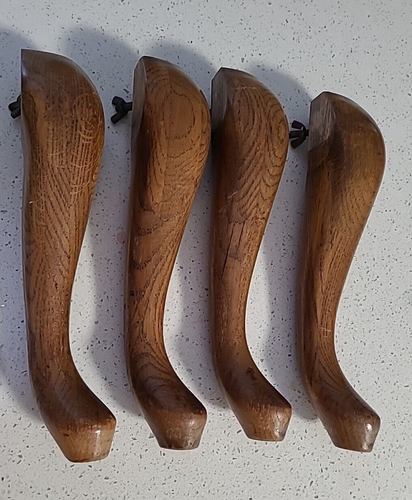 Wood Queen Anne Medium Tone table leg set of 4 W/metal Mounting Brackets ( - Picture 1 of 21