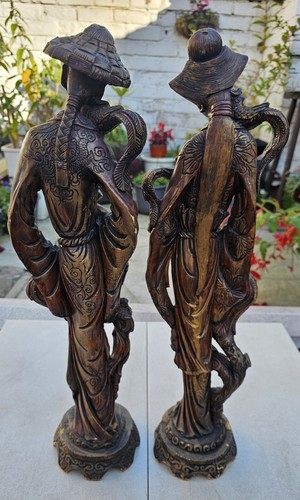 Vintage Chinoiserie Set - Male and Female Couple, Decorative Good Luck Statues - Picture 9 of 9