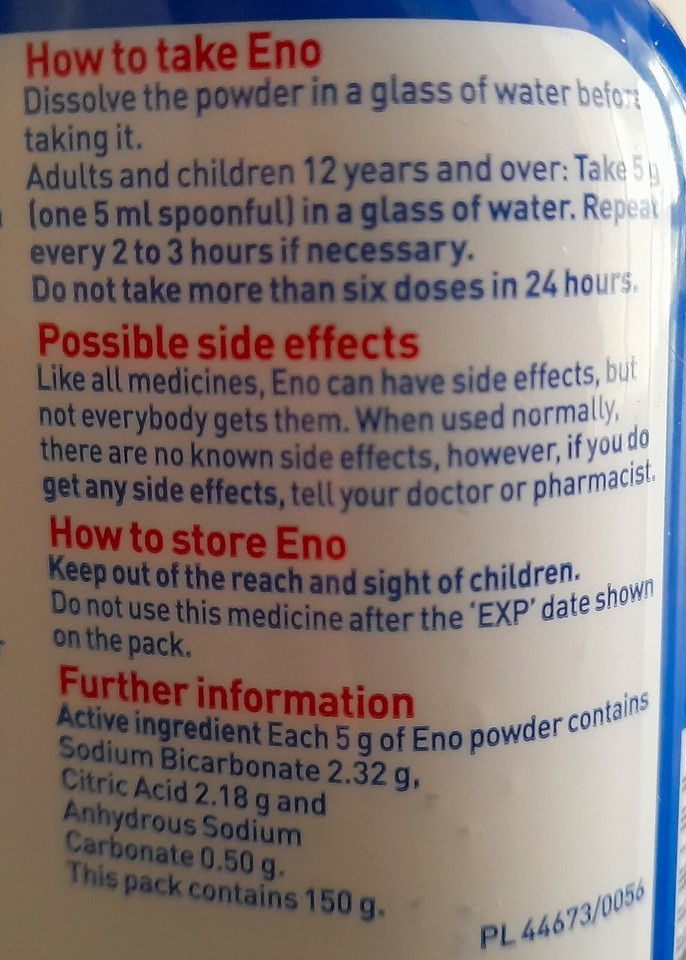 2 x Original Formula ENO Salts for Stomach Upset, Nausea + More 150g