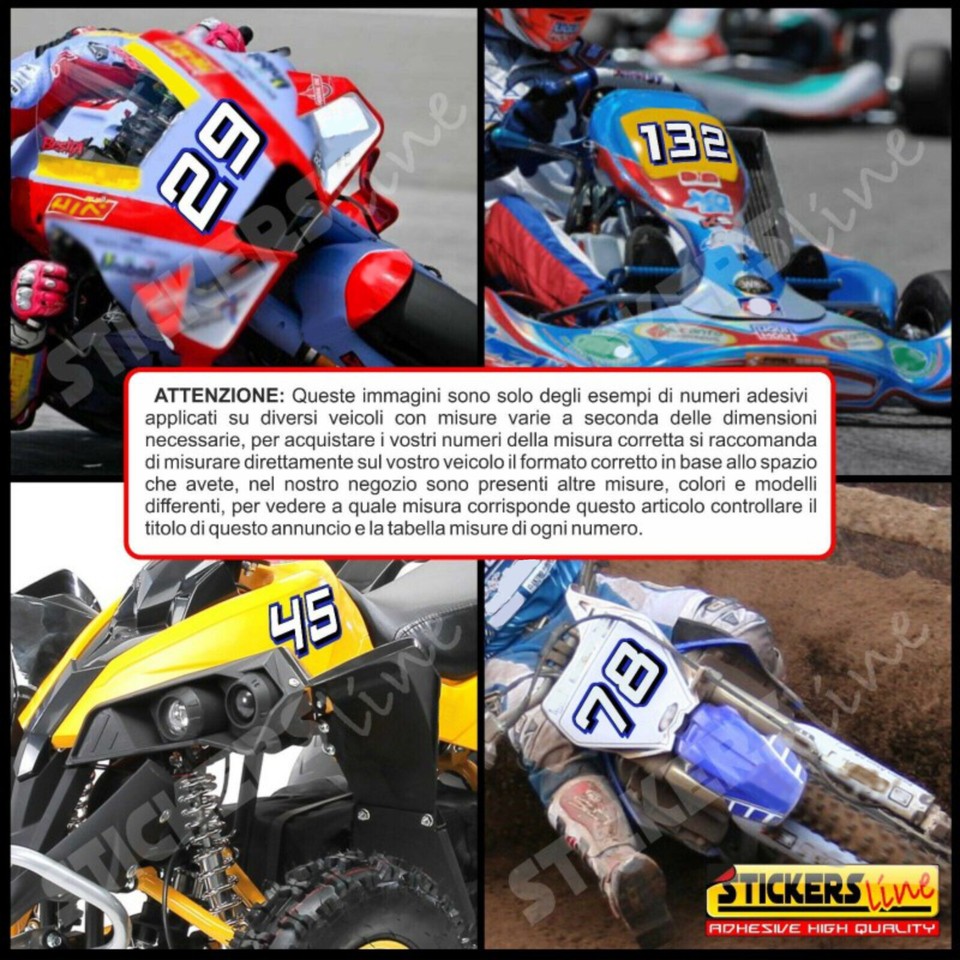 3PZ ADESIVI STICKERS NUMERO NOME GARA NUMERI Moto Cross Honda Ktm Yamaha Tabella EUR 14,99 - IT - Foto 9