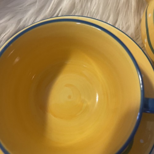 at home international Trish Richman made in thailand saucer tea Cup Blue, Yellow - Picture 6 of 9