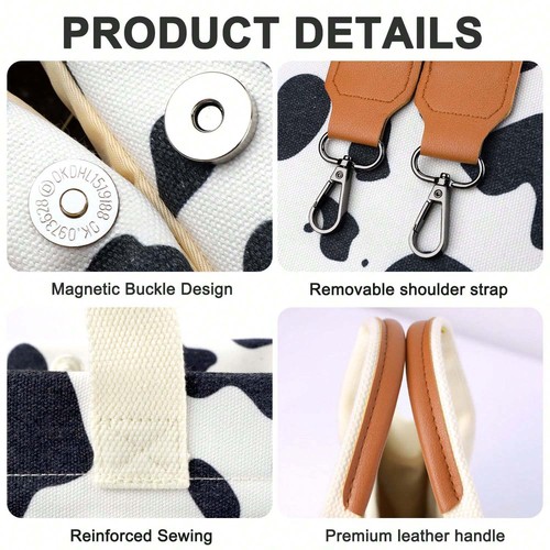 Canvas Tote Bag for Women, Crossbody Shoulder Handbag with Pockets, Casual Bag - Picture 35 of 42
