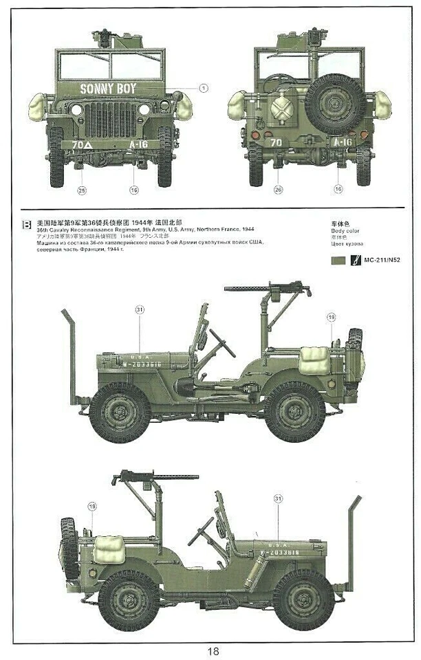 Meng Modelli 1:3 5 MB Jeep Military Vehicle Kit Modello - Immagine 4 di 4