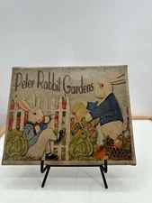 VTG Peter Rabbits Garden Canvas Picture ~ 8” X 10”~ Aged Look ~ Very Cute!