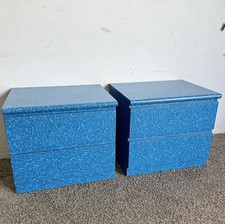 Postmodern Aquatic Blue Laminate Nightstands - a Pair