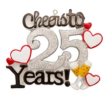 CHEERS TO 25 YEARS Personalized Christmas Tree Ornament