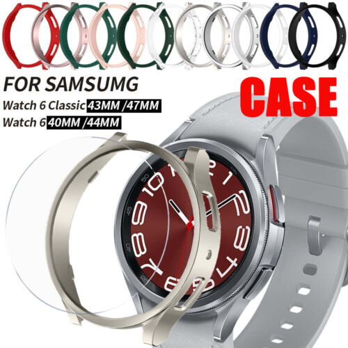 Glass+Case for Samsung Galaxy Watch 6 galaxy Watch 6 Classic 40/44/43/47 Cover - Picture 1 of 14