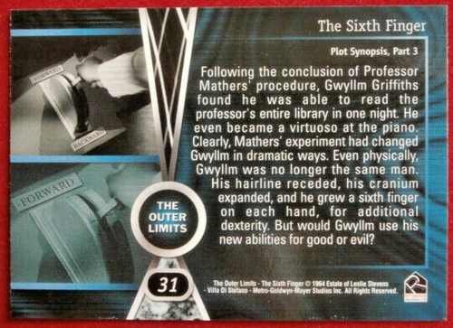 THE OUTER LIMITS - Card #31 - THE SIXTH FINGER - DAVID McCALLUM, JILL HAWORTH - Picture 2 of 2