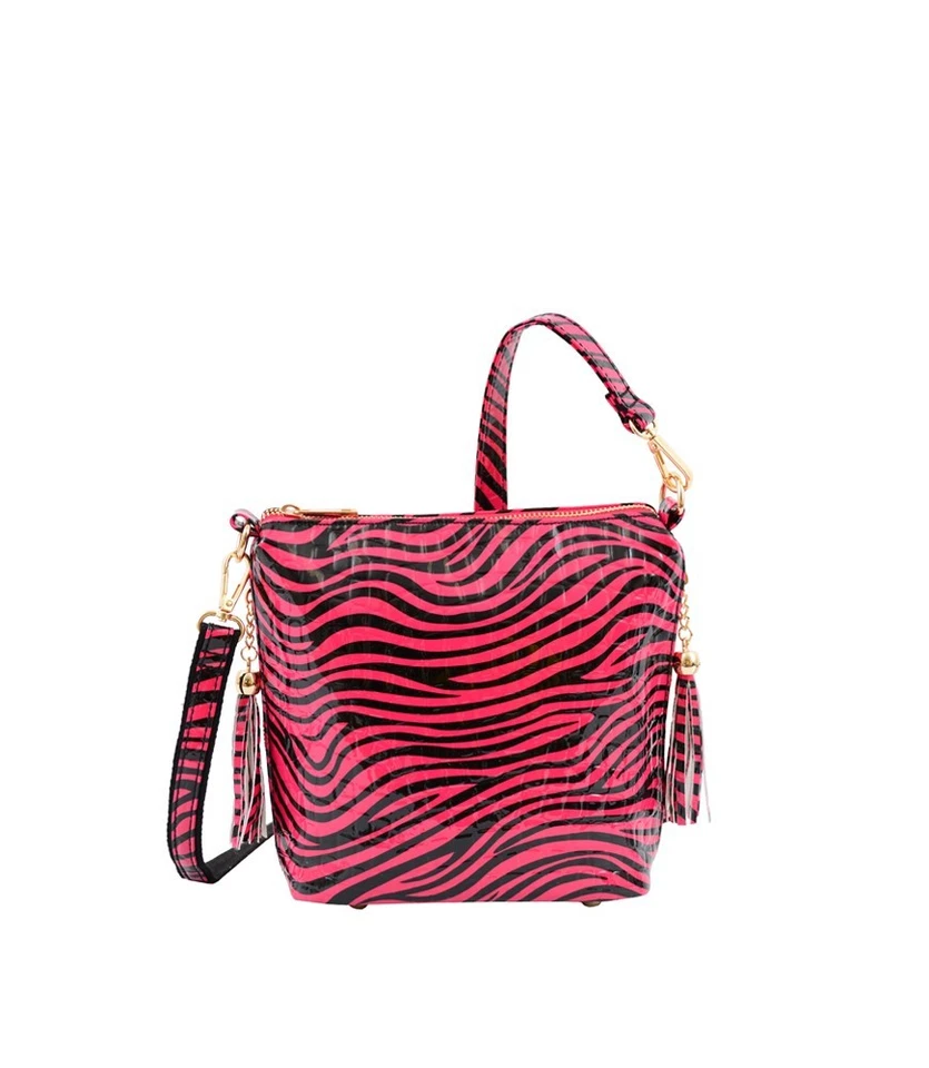 Bolsa tiracolo moda zebra bolsa fúcsia mellow mundo ziba alça destacável