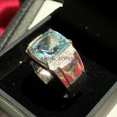 Natural Blue Topaz Gemstone with 925 Sterling Silver Ring for Men's #2819 - Bild 6 von 10