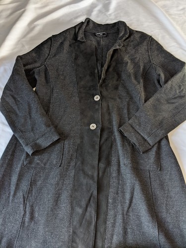 Chaqueta de Cuero de Lana Eileen Fisher Grande Lana Merino Cuero de Cordero 2 Botones LEER - Imagen 4 de 24