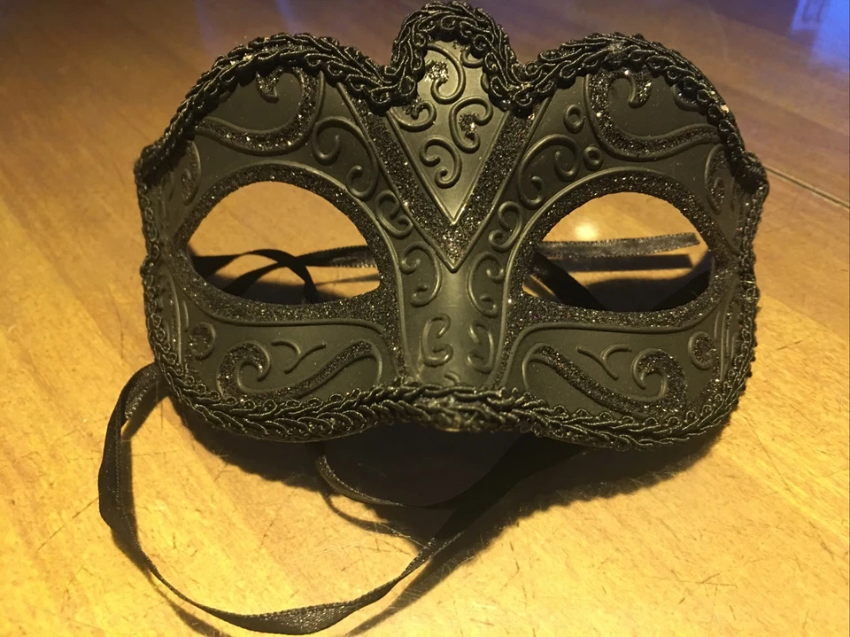 Disfraz Mascarada Máscara Mardi Gras Fiesta Máscara Mascarada (Negro) Foto 3 de 4
