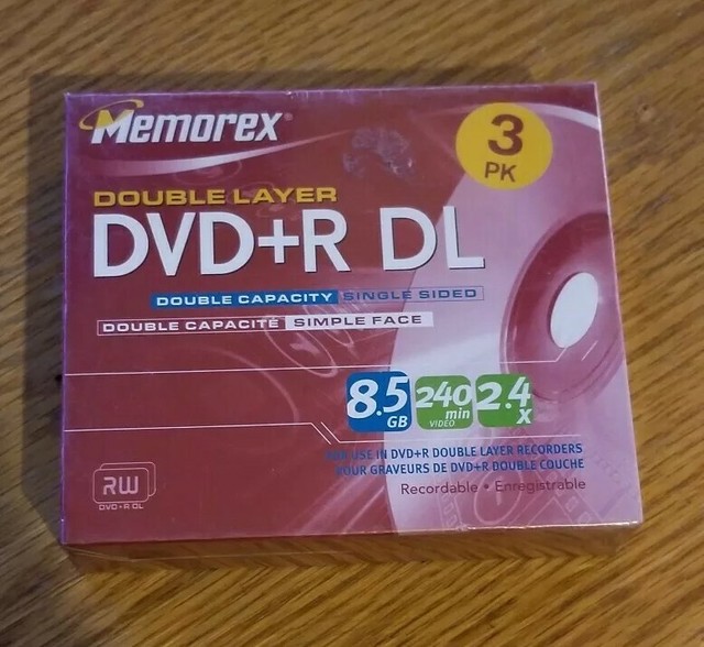 Memorex DVD+R DL Double Layer 8.5 GB 240 min Video 2.4X 3Pack eBay