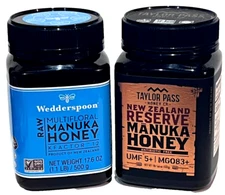 Wedderspoon  Manuka Honey KFactor 12 +TAYLOR PASS MGO 83+  (2 JARS) 17.6 oz