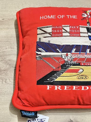 Vintage Louisville Cardinals Freedom Hall NCAA Basketball Red Embroidered Pillow - Picture 3 of 12