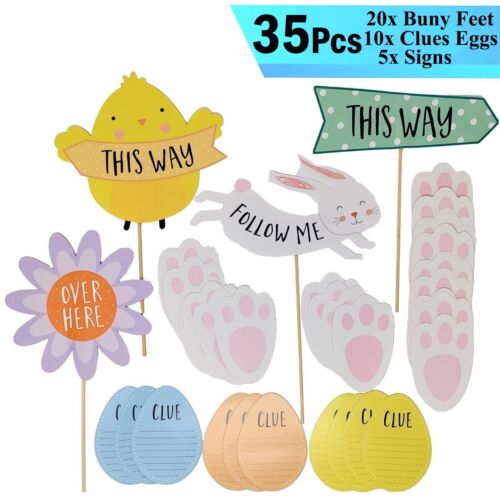 🐣Easter Egg Hunt Party Game Decor Trail Arrow Signs Bunny Feet Rabbit Footprint - Picture 16 of 113