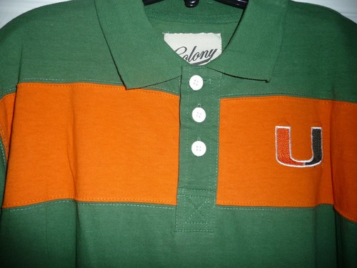 NUEVO POLO MIAMI HURRICANES TALLA HOMBRE GRANDE VERDE Y NARANJA CON LOGO U - Imagen 3 de 3