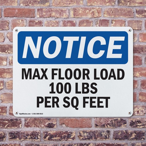 (2er-Packung) Max. Bodenbelastung 100 Pfund pro Quadratfuß OSHA Hinweis Schild Aufkleber Metall Kunststoff - Bild 4 von 21