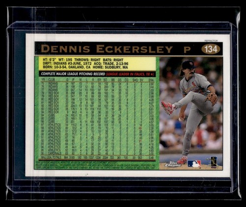 1997 Topps Chrome Refractor #134 Dennis Eckersley Cardinals HOF - Picture 2 of 2