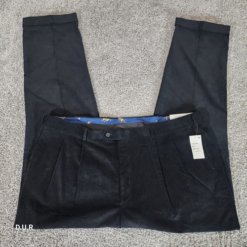 Lauren Ralph Lauren Pants Mens 46 x 34 Black Pleated Classic Fit NEIL Corduroy - Picture 2 of 14
