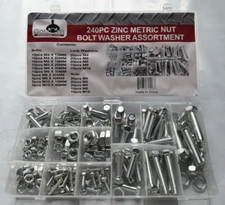 Goliath Industrial 240pc Zinc Metric Nut Bolt Washer Assortment ~ ZMNB240