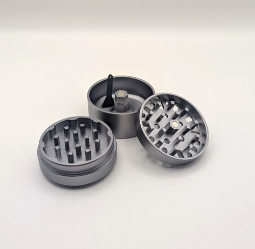 Grinder Black Leaf® Diamant Kräutermühle Mühle Crusher Grau 3-Teilig + Schaber - Bild 4 von 24