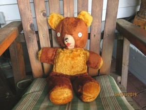 Vintage-Teddy-Bear-Brown-Plush-with-Button-Eyes