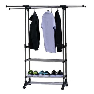 Clothes-Shoe-Storage-Rack-Closet-Shelf-Portable-Hanger-Organizer-Garment-Rolling