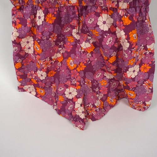 NWT Gap Kids Smocked Sleeveless Floral Print Romper Pink Purple Kids Sz XL (12) - Picture 4 of 7