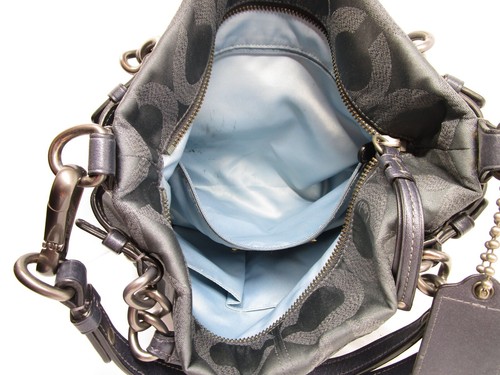 Coach Signature Satin 14144 Brooke Handtasche grau Logo mit blauem Futter - Bild 6 von 12