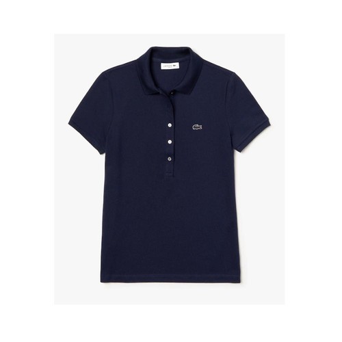 Mini polo de piqué de algodón elástico ajustado Lacoste para mujer azul marino PF7845 16