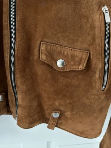 The Kooples Brown Suede Leather Biker Jacket Size Medium RRP£675 - Picture 3 of 9