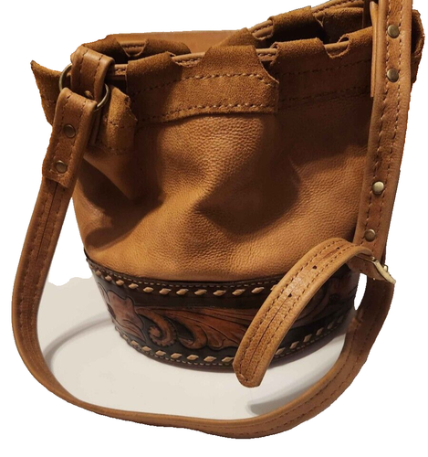 Vintage Leather Bucket Bag - Handmade - Brown