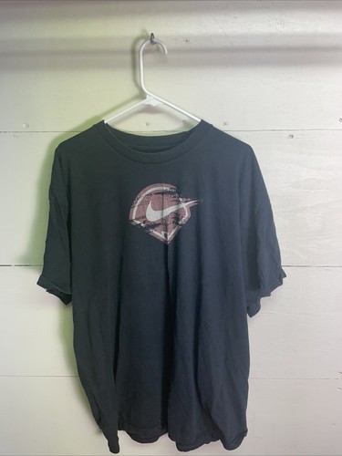 Nike Mens T Shirt Black 2XL Swoosh Crew Neck Short Sleeve Pullover Graphic - Picture 1 of 7