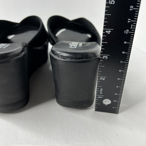 CALLISTO OF CALIFORNIA Black Stretch Cross Cross Fabric Wedge Sandals Size 7 - Picture 6 of 8