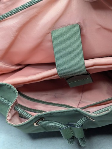 LIPAULT Olive Green Pink Lining NYLON Laptop Backpack Drawstring Bag Paris - Picture 24 of 24
