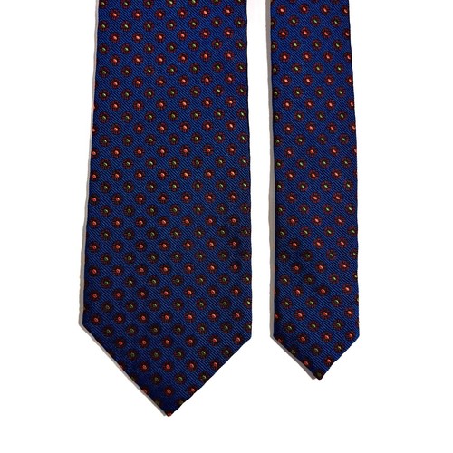 Navy Blue Floral Jacquard Silk Tie (Handmade in England) - Picture 3 of 4