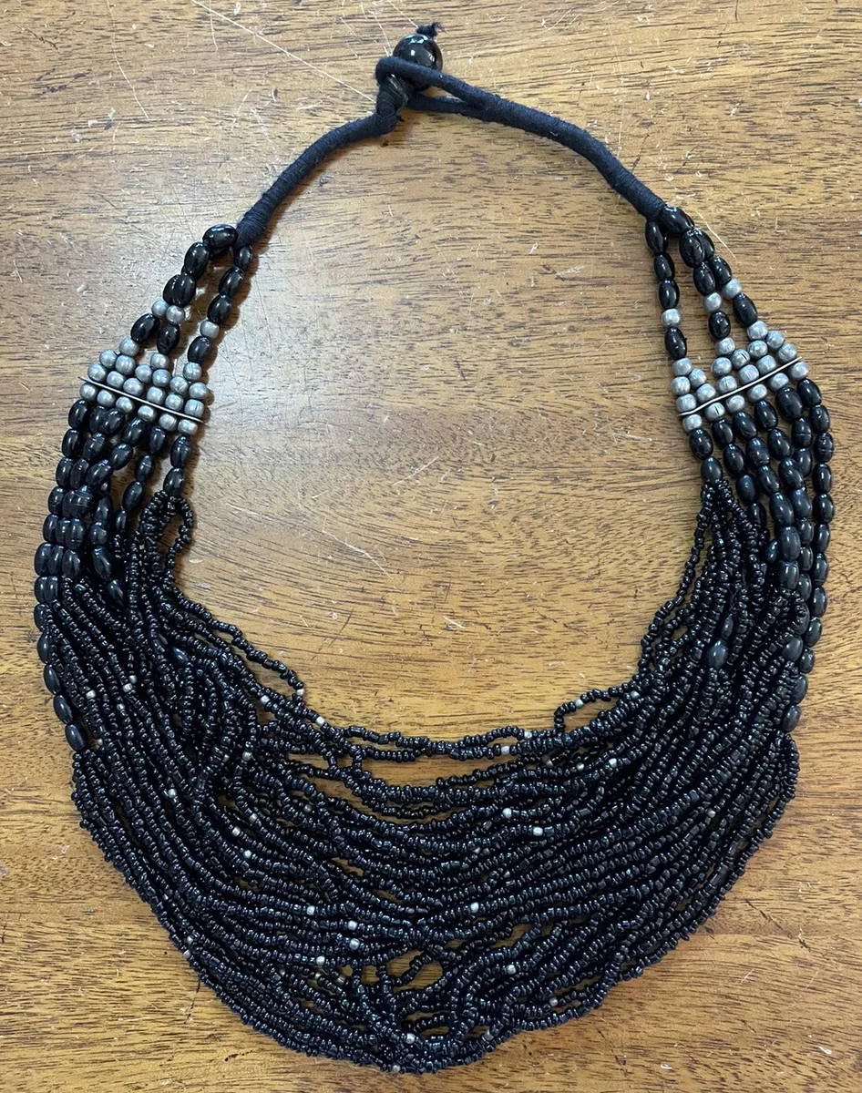 Black seed bead necklace deals