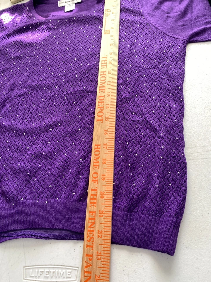 Suéter Cathy Daniels Mujer Grande Púrpura Estrás Manga Larga Pullover Foto 4 de 4