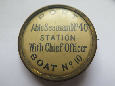 W W I PORT BOAT No 10 ABLE SEAMAN No 40 STATION CHIEF OFFICER TIN BADGE c1914