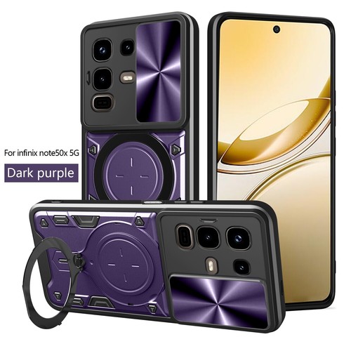 For infinix note 50x 5G, Hybrid Armor Slide Lens Camera Magnetic Cover Case - 第 21/22 張圖片