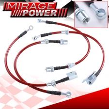 Stainless Steel Braided Brake Lines Hoses Red For 91-95 Toyota MR2 W20 Base 5SFE