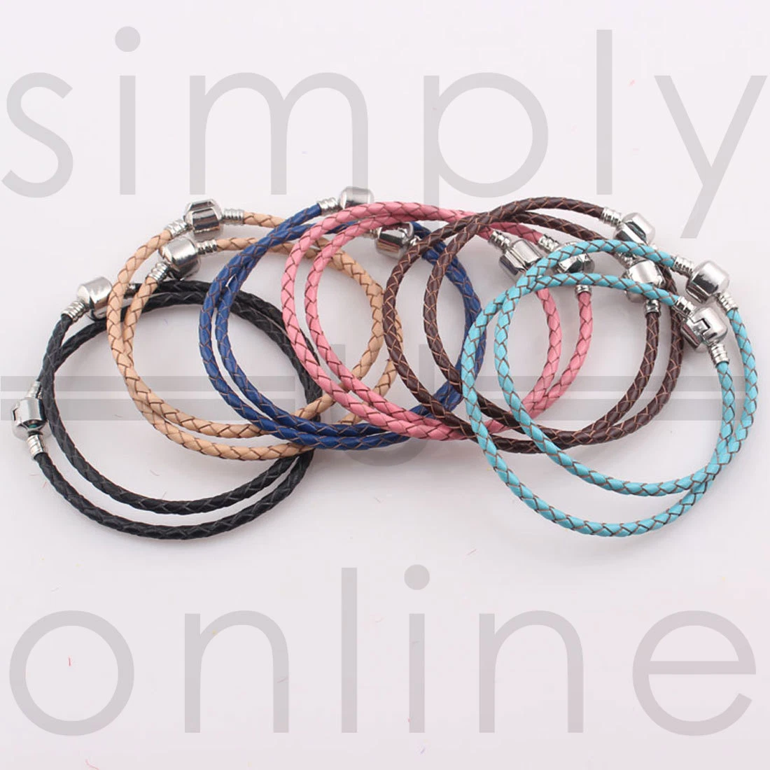 Braided leather charm bracelet clearance