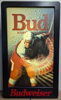 Budweiser Bud King of Beers - Hockey Lighted Beer Sign Anheuser Busch 36''x21.5''